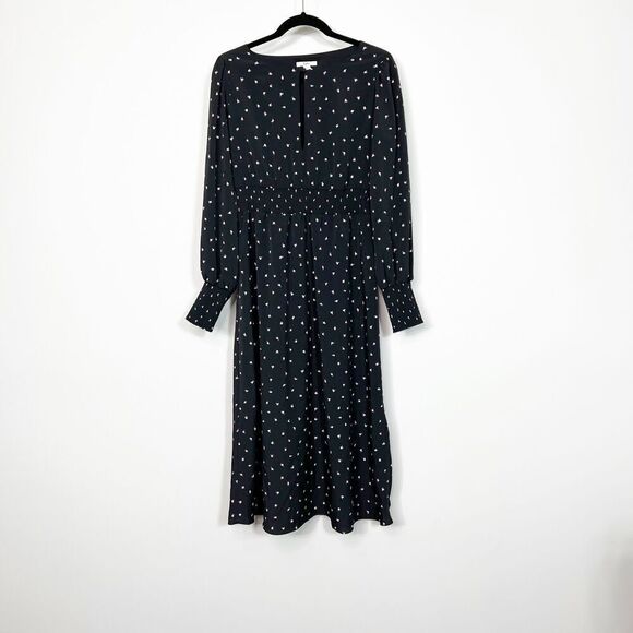 Bar III Dress Midi women’s medium Black Floral Longsleeve cottagecore midi nwt - Picture 1 of 7